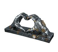 Casablanca Sculpture Love Steampunk Hand Heart Silver Antique Finish with Copper Elements Height 16 cm 37049