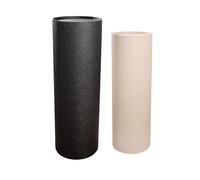 Casablanca Set of 2 Iron Columns Basseterre Cylindrical Cream/Black Crackle Surface Height 90 cm x Diameter 31 cm