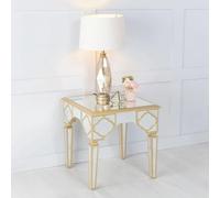 Casablanca Side Table - Square - Mirrored - Gold Trim
