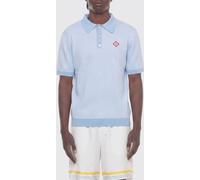 CASABLANCA Striped Cotton Knit Polo Shirt with Ribbed Collar and Cuffs - Size: S - male