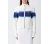 CASABLANCA Striped Perforated Knit Zip-Up Sweatshirt with High Neck - Size: S - female