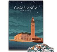 Casablanca Travel Poster Jigsaw Puzzles 1000 Pieces for Adults Teens, Stress Reliever Staycation Kill Time Enhance Love between Couples 1000pcs(50x75cm)