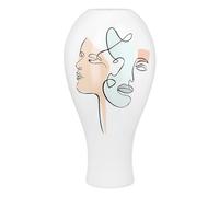 Casablanca Voir Vase, Resin, White, Face Motif, Height 36 cm x Diameter 19 cm, Bulbous Decorative Vase