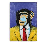 Casablanca Wall Picture XXL Monkey Pop Art Wall Decoration Monkey Street Art Decoration Living Room Colour: Blue/Yellow 70 x 100 cm