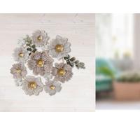 Casablanca Wall Relief Flower Circle Metal Beige Cream Gold Textured Flower Motif 56 x 60 x 5 cm Wall Decoration Art Decoration Home Accessory