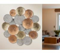 Casablanca Wall Relief Orient Metal Gold Copper White Metallic Look Circle Motif Round Diameter 61 cm Depth 6 cm Wall Decoration Art Decoration Home Accessory