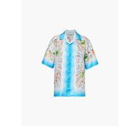 Casablanca Womens Le Plongeon Graphic-print Short-sleeve Silk Shirt M