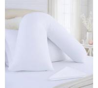 CASABLOOM Ultra Soft V Pillow with Pillowcase - Comfortable V Shaped Pillows Ideal for Maternity, Nursing and Pregnancy - Machine Washable Cover (White - 75x35cm)