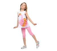 CASABONY Girls T-Shirt And Leggings Set, Flamingo Applique Cotton Tunic Top and Bottoms Set, Comfy Sleeveless Summer Outfit for Toddler, Machine Washable (Flamingo Tunic and Leggings Set, 9 Years)