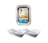 CasaChic Aluminium Rectangular Container with Lid 2 Servings, 2 Pieces - Food Baking and Takeaway Trays (19 x 14 x 3 cm)
