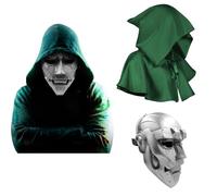 CASACLAUSI Dr Doom Mask with Cloak Victor Slayer Helmet Super Villain Silver Doom Carnival Halloween Costume Cosplay Props