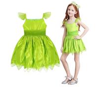 CASACLAUSI Fairy Costume for Girls Green Princess Dress Up Flower Fairy Cosplay Outfit Set Halloween Birthday Party Clothes