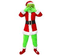 CASACLAUSI Green Monster Costume Kids with Mask Santa Claus Suits Christmas Monster Furry Outfits Cosplay Halloween Stage Boys Girls