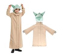 CASACLAUSI Manda of Lorian Costume Yo of Da Alien Stage Cosplay Kids Halloween Children's Robe Coat with Headpiece Hat Boys Girls