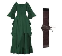 CASACLAUSI Renaissance Dress Women Victorian Costume Retro Medieval Gothic Witch Steampunk Clothes Off the Shoulder Outfit