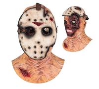 CASACLAUSI Scary Jason Hockey Mask Rotten Face Killer Horror Double Layer Bloody Kills Mask Halloween Costume Props Adult