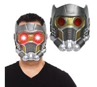 CASACLAUSI Star Lord Helmet Light Set Latex Mask Deluxe Halloween Party Cosplay Costume Accessory for Creative Activity Gift