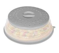 CasaCulina Collapsible Microwave Splatter Cover, Vented Microwave Lid with Hook Hole, Splatter Guard for Plate Dish Bowl, Vegetable Fruit Colander Multi-function Kitchen Gadget, BPA-Free (Grey)