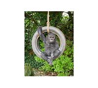 Casadomu Gorilla On Tyre Swing Monkey Garden Hanging Rope Tree Ornament Resin Outdoor Ape