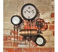 Casadomu Steampunk Clock Industrial Pipe Wall Hanging Large Rustic Loft Decor Timepiece