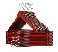 Casafield - 20 Cherry Wooden Suit Hangers - Premium Lotus Wood with Notches & Chrome Swivel Hook for Dress Clothes, Coats, Jackets, Pants, Shirts, Skirts