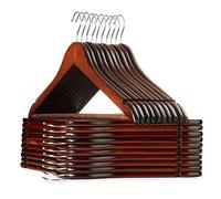 Casafield - 20 Walnut Wooden Suit Hangers - Premium Lotus Wood with Notches & Chrome Swivel Hook for Dress Clothes, Coats, Jackets, Pants, Shirts, Skirts