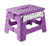Casafield 9" Folding Step Stool with Handle, Purple - Portable Collapsible Small Plastic Foot Stool for Kids and Adults - Use in the Kitchen, Bathroom and Bedroom