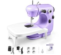 Casafield Mini Beginners Portable Machines with Extension Table, Adjustable 2 Speed with Foot Pedal with Sewing Kits, Best Gift for Kids Women Household, ABS-V1, Purple