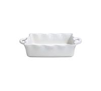 Casafina Ceramic 13.5" x 8.5" Rectangular Ruffled Baker - Cook & Host Collection, White | Oven & Dishwasher Safe Bakeware | Food Safe Glazing | Restaurant Quality Dinnerware