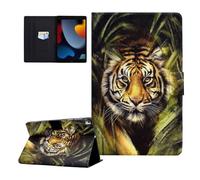 CASAFUNY Case for iPad 10.2 Inch 2021/2020/2019, iPad Case 9th Gen/8th Gen/7th Gen, PU Leather Tablet Protective Case Multi-Angle Stand Cover Case Auto Sleep/Wake for iPad 10.2 Inch Tiger