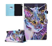 CASAFUNY Case for Lenovo Tab M10 Plus 3rd Gen 10.6 Inch 2022 TB125/TB128, PU Leather Tablet Protective Case Cover Case Auto Sleep/Wake for Lenovo M10 Plus (3rd Generation) 10.6 Inch Colourful Cat
