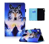 CASAFUNY Case for Lenovo Tab M10 Plus 3rd Gen 10.6 Inch PU Leather Ultra Thin Protective Case with Stand Function Case Cover for Lenovo Tab M10 Plus 3rd Gen 10.6 Inch TB-125/128FU, Sunset Wolf