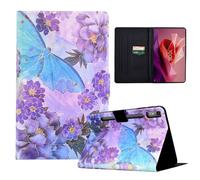 CASAFUNY Case for Lenovo Tab P12 12.7 Inch 2023 with Pen Holder, PU Leather Tablet Protective Case Stand Folio Cover with Car Sleep/Wake Tablet Case for Lenovo Tab P12 2023, Purple Peony
