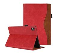 CASAFUNY Case for Nokia T21 Tablet 2022, Premium PU Leather Protective Book Cover with Stand Function Document Slots for Nokia T21 10.4 Inch (TA-1495, TA-1521, TA-1505, TA-1487), Red