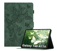 CASAFUNY Case for Samsung Galaxy Tab A11 / A9 8.7 Inch (2025/2023), Green | PU leather, S pen holder, butterfly design, protective case for Samsung tablet A11/A9