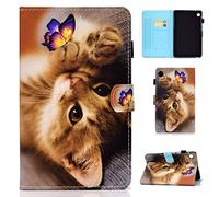 CASAFUNY Case for Samsung Galaxy Tab A9 Plus/A9+ 11 Inch 2023 PU Leather Protective Cover with Auto Sleep/Wake Function, Butterfly Cat Pattern