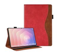 CASAFUNY Case for Samsung Galaxy Tab S11 Ultra 14.6 Inch 2025, PU Leather Tablet Protective Case with S Pen Holder, Document Slots for Samsung Galaxy Tab S11 Ultra, Red