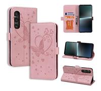 CASAFUNY Case for Sony Xperia 1 V Shockproof Protective Leather Magnetic Flip Case Wallet Case for Sony Xperia 1 V, Pink