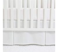 CaSaJa Classic Microfiber Crib Skirt with 2 Pleated Workmanship, Soft Breathable Dust Ruffle Fits Standard Crib and Toddler Bed, Pure White Color for Baby Boys and Girls, 14 inches Drop, White
