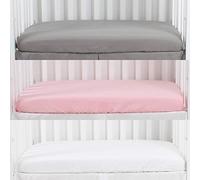 CaSaJa Microfiber 3 Pack Mini Portable Crib Sheets, Pack N Play Sheets with Comfy Napping Surface for Baby, Silky Soft Breathable Safe Playard Playpen Sheets Set, Fits 24" x 38", Grey + Pink + White