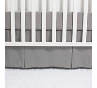 CaSaJa Microfiber Baby Crib Skirt with Box Pleated Long Sides, Soft Breathable Dust Ruffle Fits Standard Crib and Toddler Bed, Neutral Color for Baby Boys and Girls, 14 inches Drop, Grey