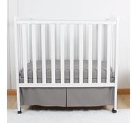 CaSaJa Mini Crib Skirt Pleated, Silk-Looking Soft Microfiber Baby Bed Skirt with Durable Platform for Mini and Portable Cribs 24" X 38", 12" Generous Drop Dust Ruffle, Machine Washable, Grey