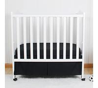 CaSaJa Mini Crib Skirt Pleated, Silk-Looking Soft Microfiber Baby Bed Skirt with Durable Platform for Mini and Portable Cribs 24" X 38", 12" Generous Drop Dust Ruffle, Machine Washable, Black