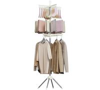 CASAMAYA Clothes Drying Rack Foldable, 82.7 inch 3 Tier Laundry Drying Rack with Rotating Clothes Rail for 27 Pieces of Clothes and 24 Clips for Hanging Socks,Space Saving, White and Silver CDR003W01