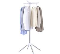 CASAMAYA Clothes Drying Rack, Folding Laundry Drying Rack with 3 Rotatable Arms for Hangers, White and Silver CDR001W01