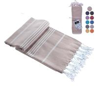 Casamollis Turkish Beach Towel, Prewashed, 100% Cotton, Soft, Absorbent, Quick Dry, Sand Free Large Oversize Beach Towels for Bathroom Camping Yoga Gym Pool Travel Size 39x71 Inches (Beige)