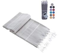 Casamollis Turkish Beach Towel, Prewashed, 100% Cotton, Soft, Absorbent, Quick Dry, Sand Free Large Oversize Beach Towels for Bathroom Camping Yoga Gym Pool Travel Size 39x71 Inches (Light Gray)