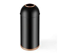 CasaNexa 48L Tall Round Indoor Trash Can for Business | bullet-head design, circular open mouth, touchless disposal, black finish with rose gold ring
