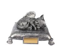 CasaNexa Cat Cremation Urn for Ashes - Pet Memorial Statue with Sleeping Pillow Design (10.4x9.6x6.4 inch)
