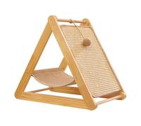 CasaNexa Cat Scratching Bed Hammock with Toy, 2-in-1 Wooden Sisal Triangle Scratcher & Lounge for Indoor Cats (35x52x46cm/13.8x20.5x18.1in)